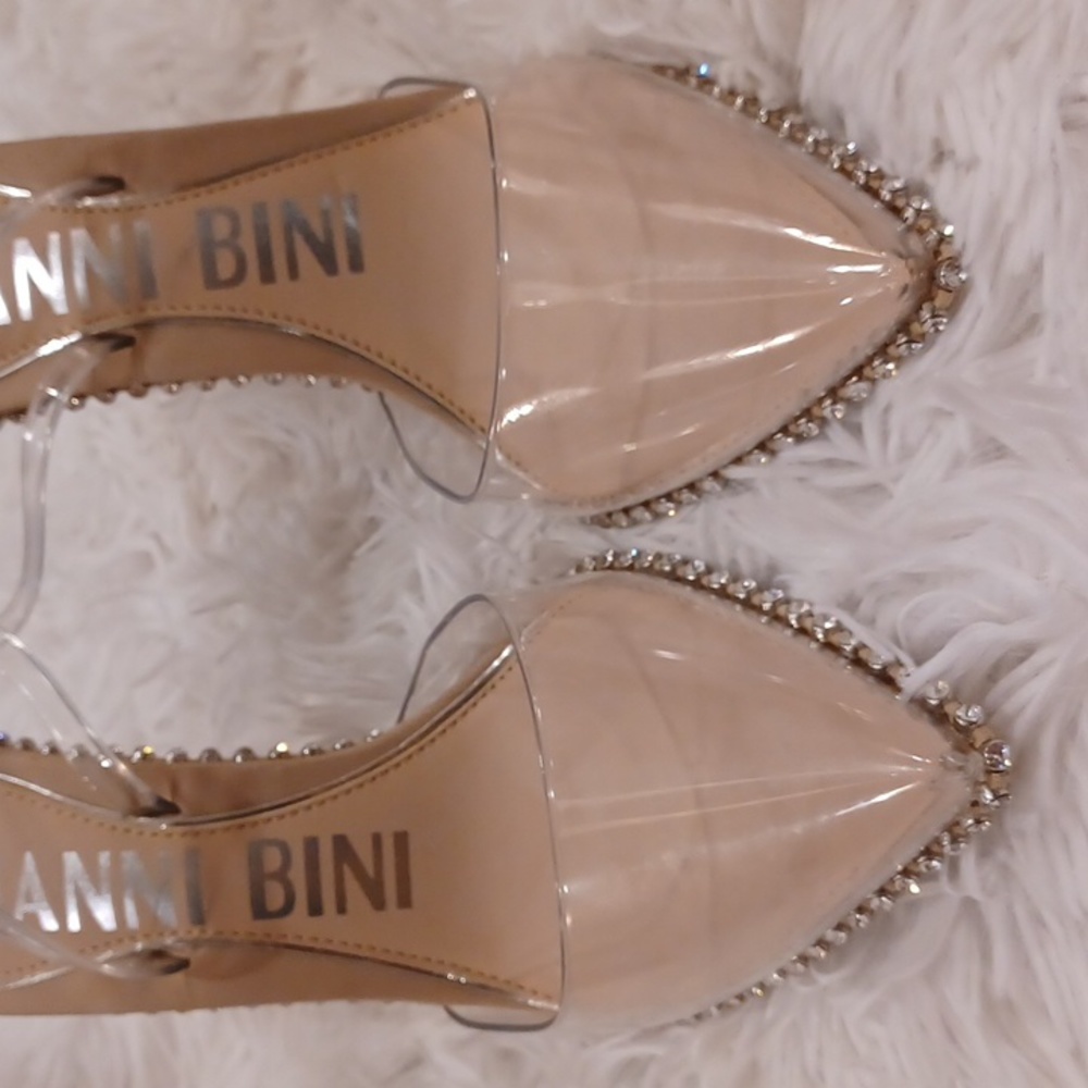 NEW Gianni Binni Clear PVC & Rhinestone Embellishments Strappy High Heels SZ 7 - Picture 6 of 13